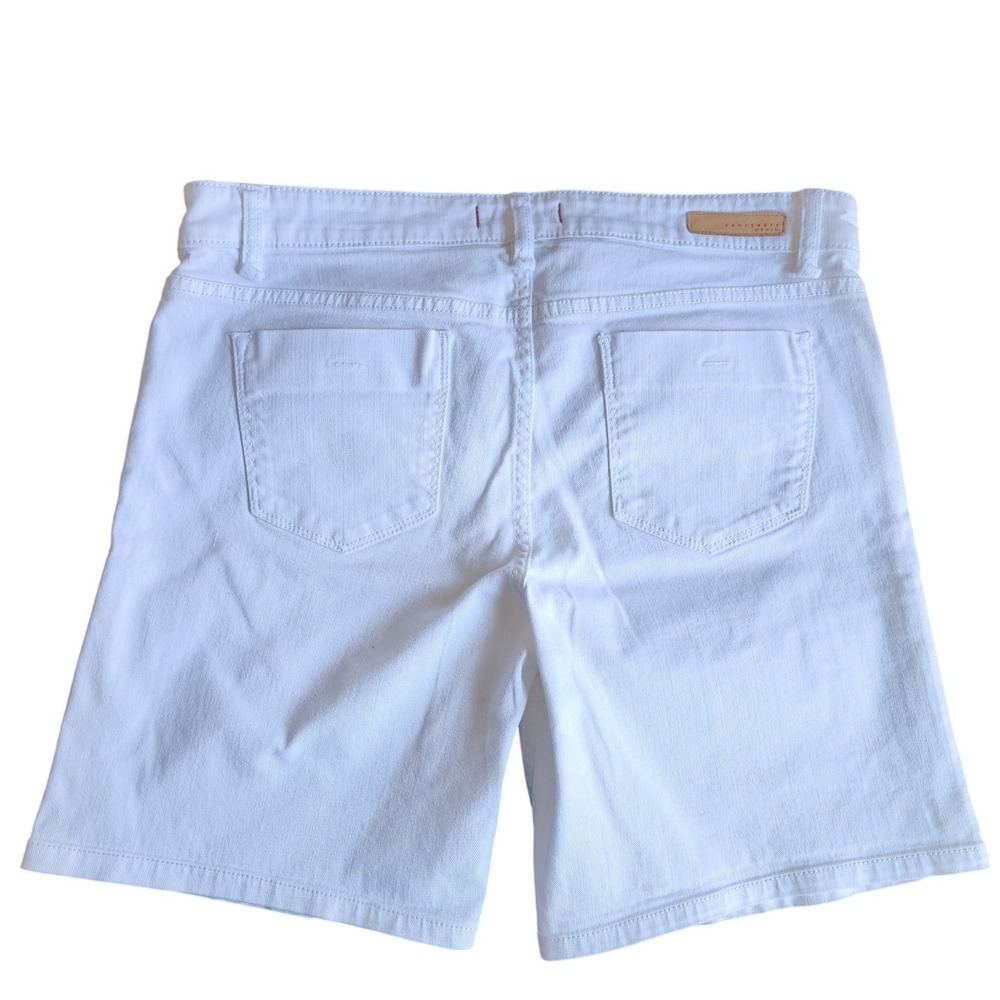 Sanctuary Womens Bermuda Denim White Stretch Mid-Length Nautical Shorts, 30 - Picture 4 of 7